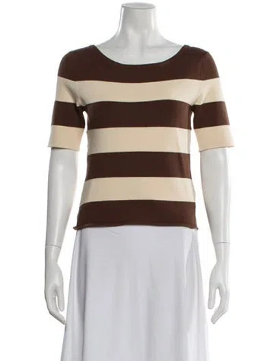 Pre-owned Posse Striped Crew Neck Top In Brown