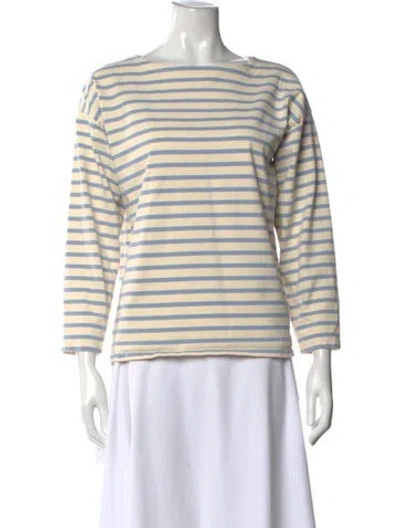 Pre-owned Posse Striped Crew Neck T-shirt In Blue/neutrals