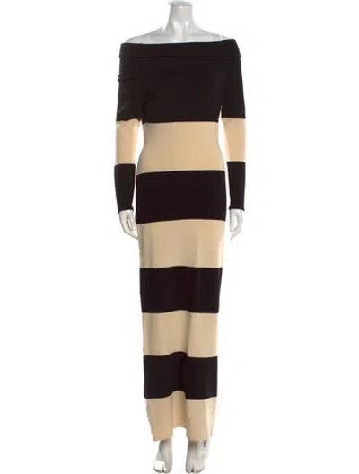 Pre-owned Posse Striped Long Dress In Black