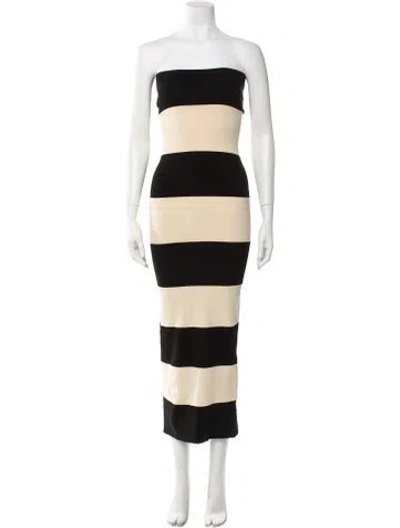 Pre-owned Posse Striped Long Dress In Black