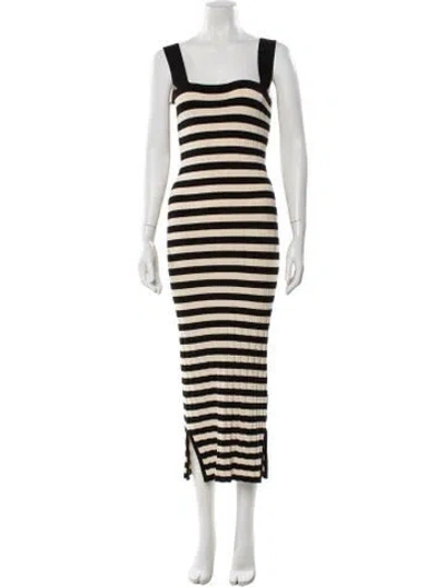 Pre-owned Posse Striped Long Dress In Black