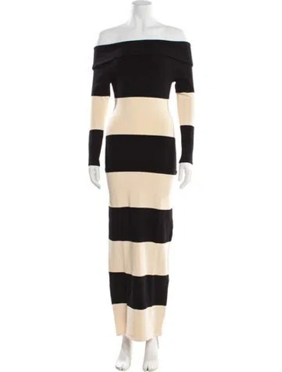 Pre-owned Posse Striped Long Dress In Black