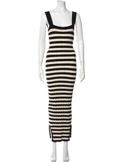 Pre-owned Posse Striped Long Dress In Black