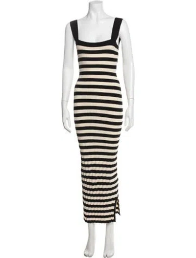Pre-owned Posse Striped Long Dress In Black