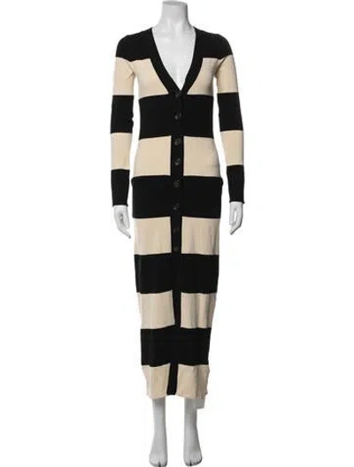 Pre-owned Posse Striped Long Dress In Black