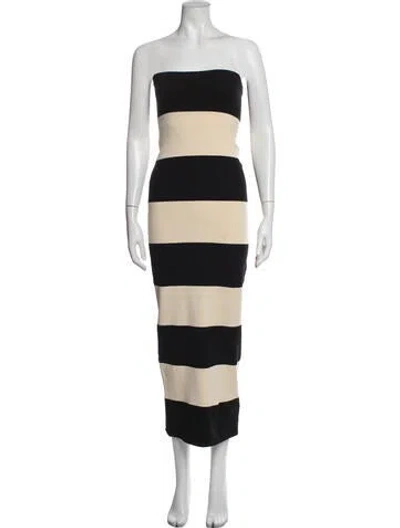 Pre-owned Posse Striped Long Dress In Black