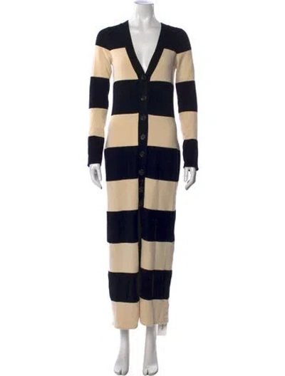 Pre-owned Posse Striped Long Dress In Black
