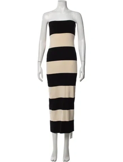 Pre-owned Posse Striped Long Dress In Black