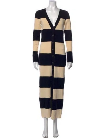 Pre-owned Posse Striped Long Dress In Black/neutrals