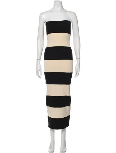 Pre-owned Posse Striped Long Dress In Black/neutrals