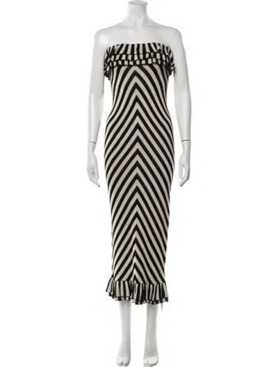 Pre-owned Posse Striped Long Dress In Black/neutrals