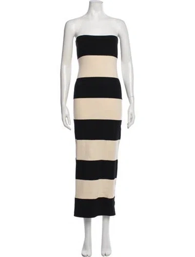 Pre-owned Posse Striped Long Dress In Black/neutrals