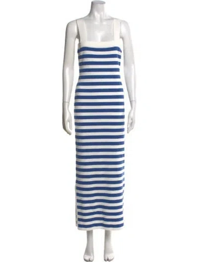 Pre-owned Posse Striped Long Dress In Blue