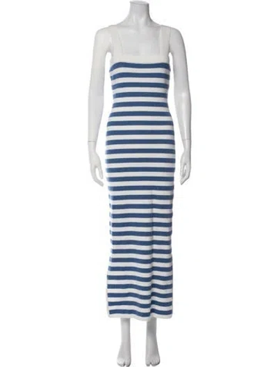 Pre-owned Posse Striped Long Dress In Blue