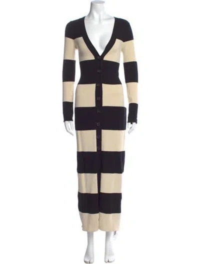 Pre-owned Posse Striped Long Dress In Neutral