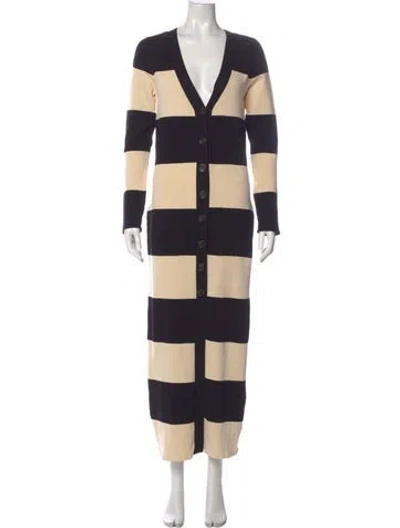 Pre-owned Posse Striped Long Dress In Neutral