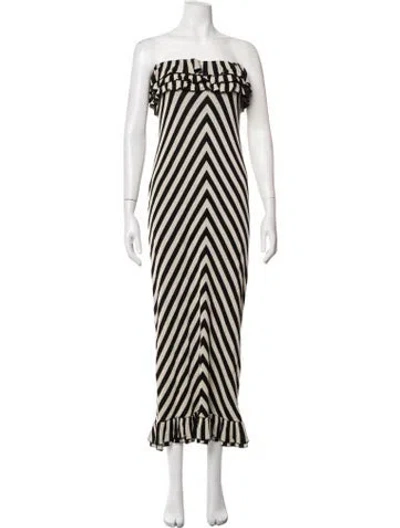 Pre-owned Posse Striped Long Dress In Neutrals