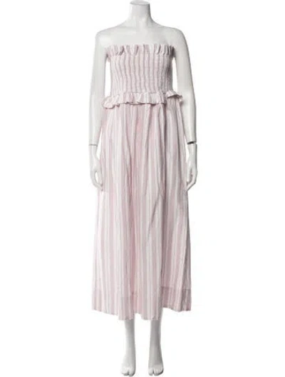 Pre-owned Posse Striped Long Dress In Pink