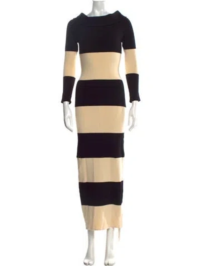 Pre-owned Posse Striped Long Dress W/ Tags In Black