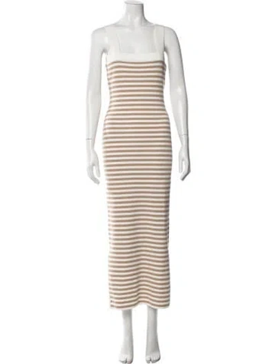 Pre-owned Posse Striped Long Dress W/ Tags In Neutral