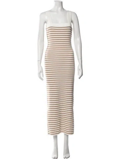 Pre-owned Posse Striped Long Dress W/ Tags In Neutrals