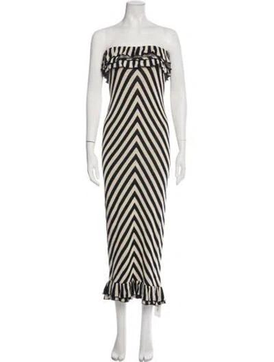 Pre-owned Posse Striped Long Dress W/ Tags In Neutrals