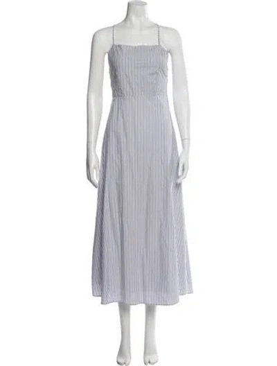 Pre-owned Posse Striped Long Dress In White