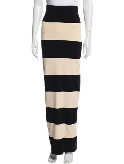 Pre-owned Posse Striped Long Skirt In Black