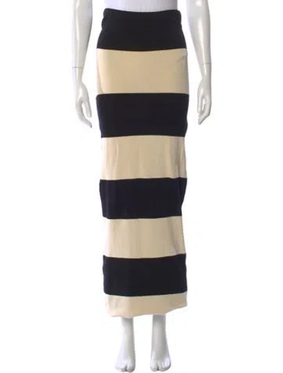 Pre-owned Posse Striped Long Skirt In Black