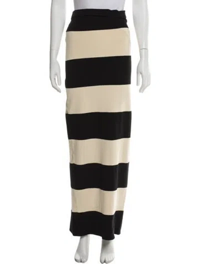 Pre-owned Posse Striped Long Skirt In Black