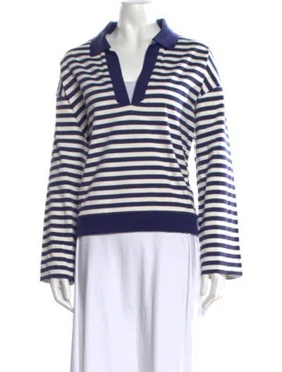 Pre-owned Posse Striped Long Sleeve Polo W/ Tags In Blue