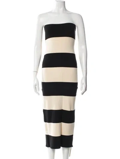 Pre-owned Posse Striped Midi Length Dress In Blue