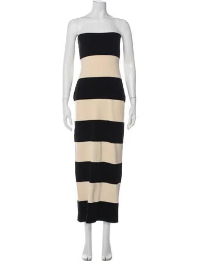 Pre-owned Posse Striped Midi Length Dress In Neutral