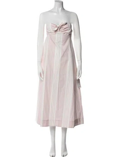 Pre-owned Posse Striped Midi Length Dress In Pink