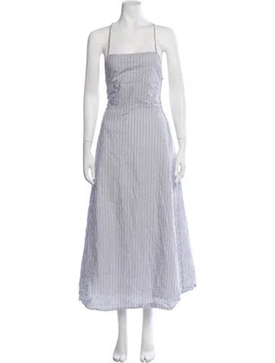 Pre-owned Posse Striped Midi Length Dress In Purple