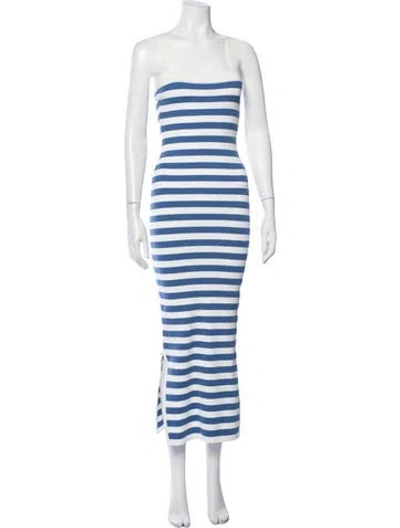 Pre-owned Posse Striped Midi Length Dress W/ Tags In Blue