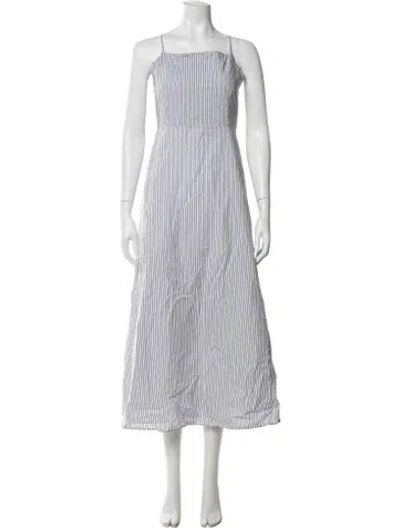 Pre-owned Posse Striped Midi Length Dress In White