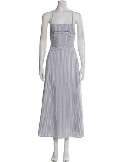 Pre-owned Posse Striped Midi Length Dress In White
