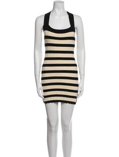 Pre-owned Posse Striped Mini Dress In Black