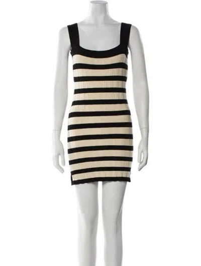 Pre-owned Posse Striped Mini Dress In Black
