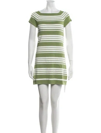 Pre-owned Posse Striped Mini Dress In Green