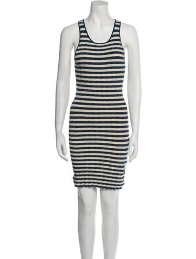 Pre-owned Posse Striped Mini Dress In Neutral