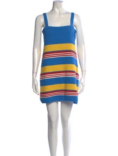 Pre-owned Posse Striped Mini Dress W/ Tags In Blue