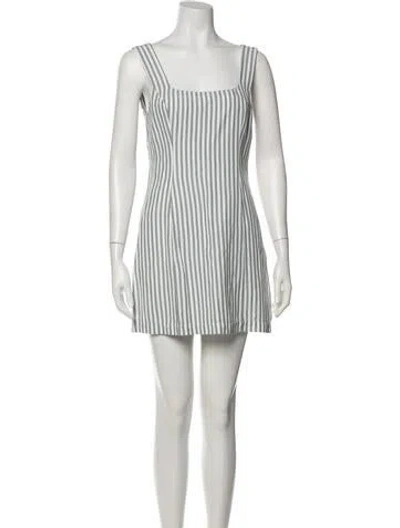 Pre-owned Posse Striped Mini Dress In White
