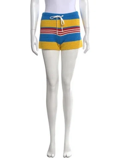 Pre-owned Posse Striped Mini Shorts In Neutrals