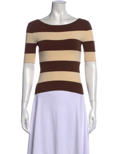 Pre-owned Posse Striped Scoop Neck Top In Multi