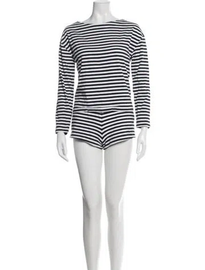 Pre-owned Posse Striped Short Set In Multi