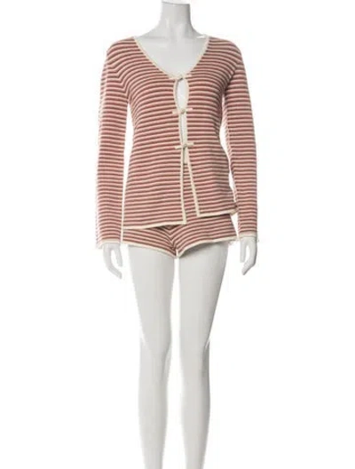 Pre-owned Posse Striped Short Set W/ Tags In Pink