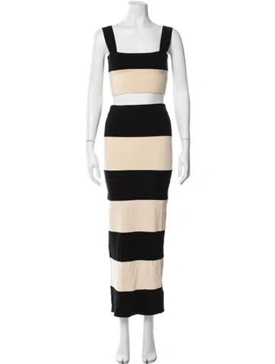 Pre-owned Posse Striped Skirt Set In Black/neutrals
