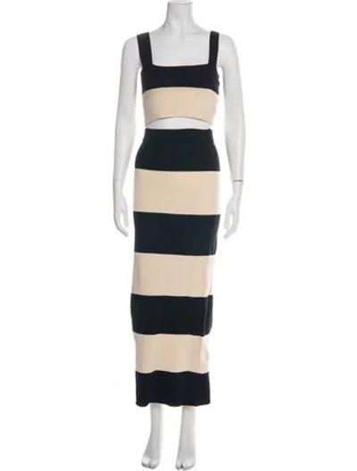 Pre-owned Posse Striped Skirt Set In Green